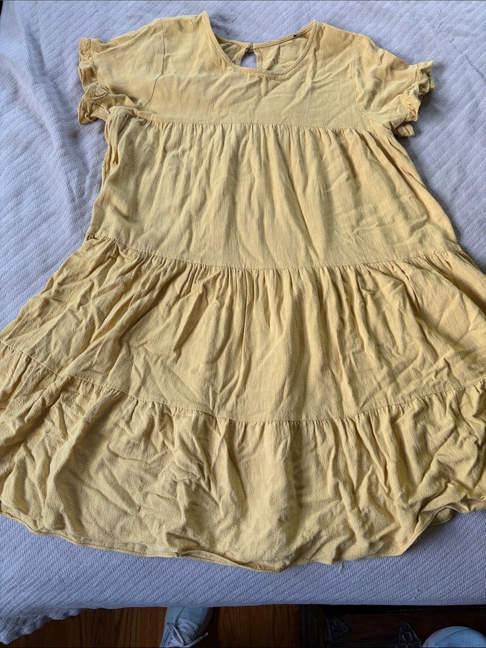Women’s Tiered Short Sleeve Dress - Yellow